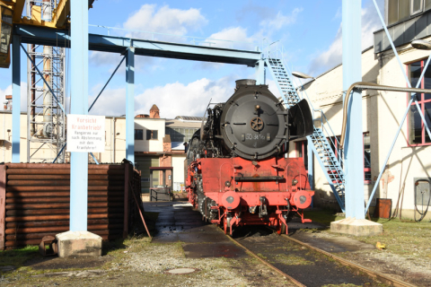 Nach der Probefahrt am 13. Januar 2023 ist die Lokomotive ins Dampflokwerk zurückgekehrt. Foto: Hans-Georg Preiß