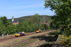 Mario Morgner beobachtete mit seiner Kamera am 21. Mai 2020 die Ankunft der Schienentrabis im Bahnhof Wechselburg. Foto: Mario Morgner